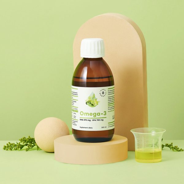 Omega-3 liquid 200 ml – oil from Atlantic fish, label with dosage