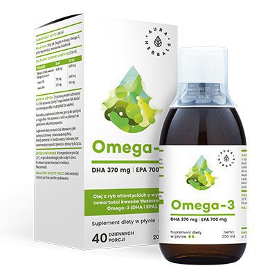 Omega-3 700 EPA 370 DHA liquid 200 ml Aura Herbals – fish oil from mackerel, anchovies, and sardines