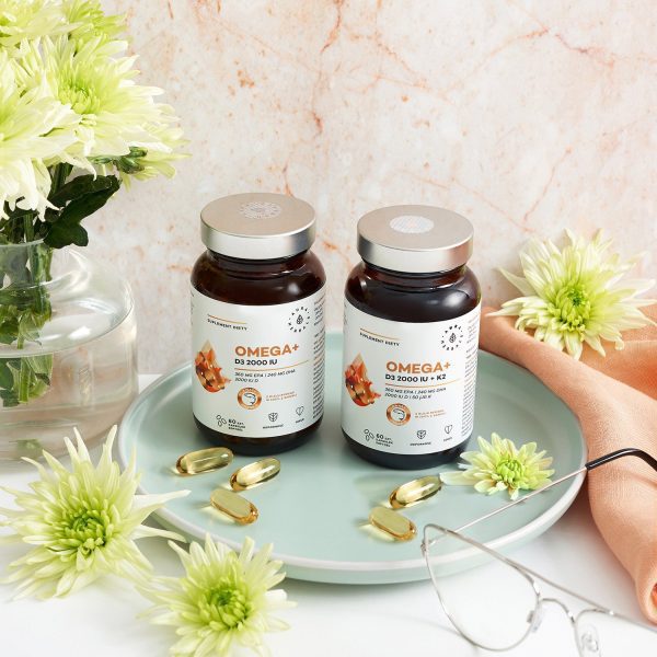 Softgel-Kapseln Omega D3 K2 – Etikettenansicht mit Dosierung von EPA und DHA
