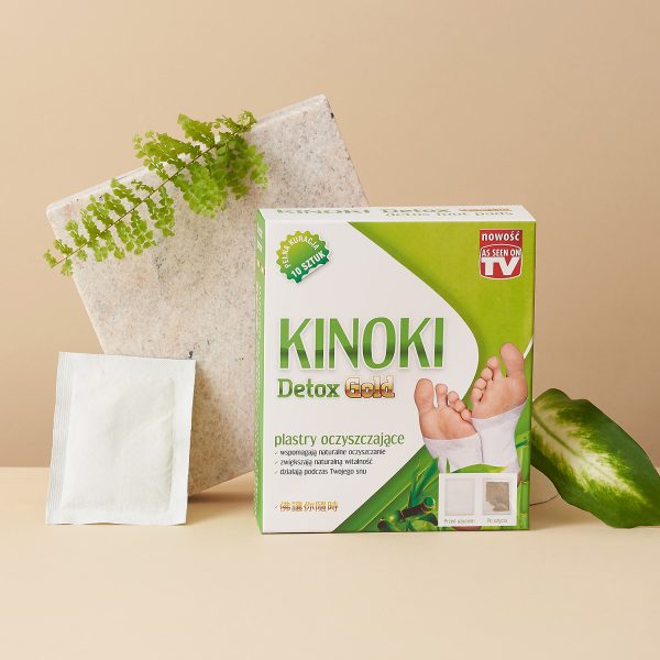 Plastry KINOKI Detox Gold: opakowanie 10 sztuk, ujęcie etykiety