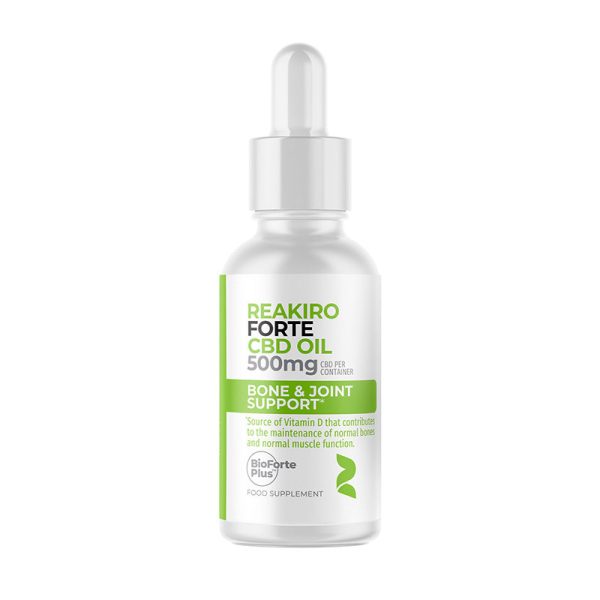 Olej kannabidiol FORTE Bone & Joint Support 500mg 15ml Olej kannabidiol Forte Bone & Joint Support 500 mg 15 ml Reakiro: buteleczka z pipetą, formuła Forte z BioForte Plus