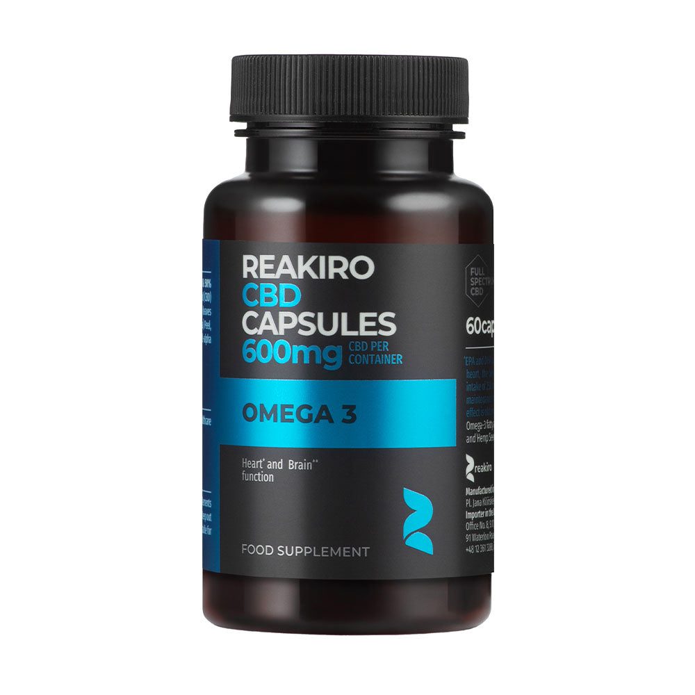 Kapsułki kannabidiol 600 mg z olejem rybim omega-3, opakowanie 60 sztuk