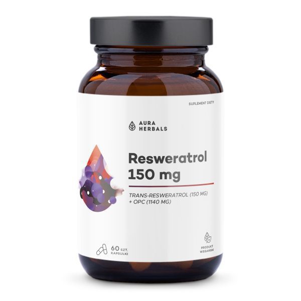 Resweratrol kapsułki 150 mg Aura Herbals – opakowanie 60 sztuk