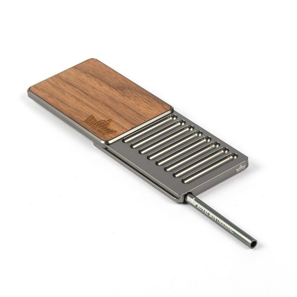 Royal Box - Dozownik do tabaki z rurką AMERICAN WALNUT TITANIUM - Tabaka
