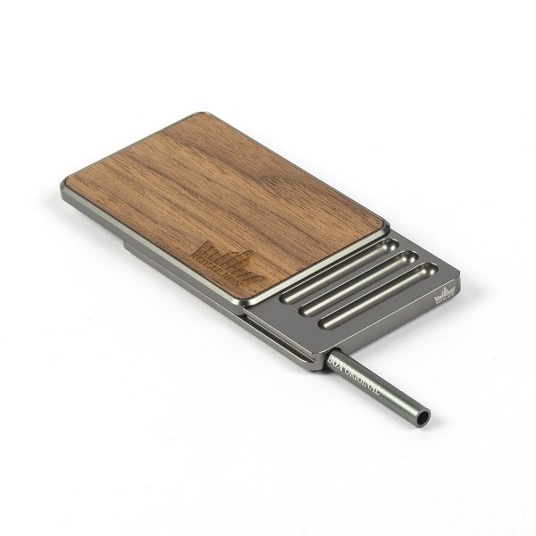 Royal Box - Dozownik do tabaki z rurką AMERICAN WALNUT TITANIUM - Tabaka
