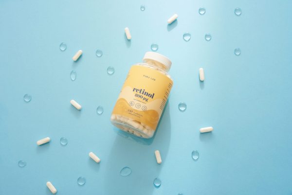 Retinol-Kapseln 800 µg Pure Lab – Etikettaufnahme mit Dosierung