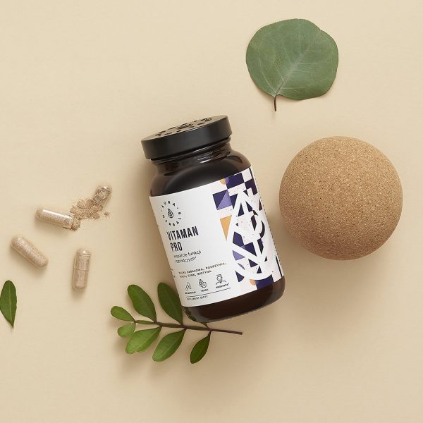 Vitaman Pro, wsparcie funkcji rozrodczych, kapsułki 60 szt Kapsułki z ekstraktem Serenoa repens, pokrzywy i maca: słoik 60 szt, ujęcie z bliska (3)