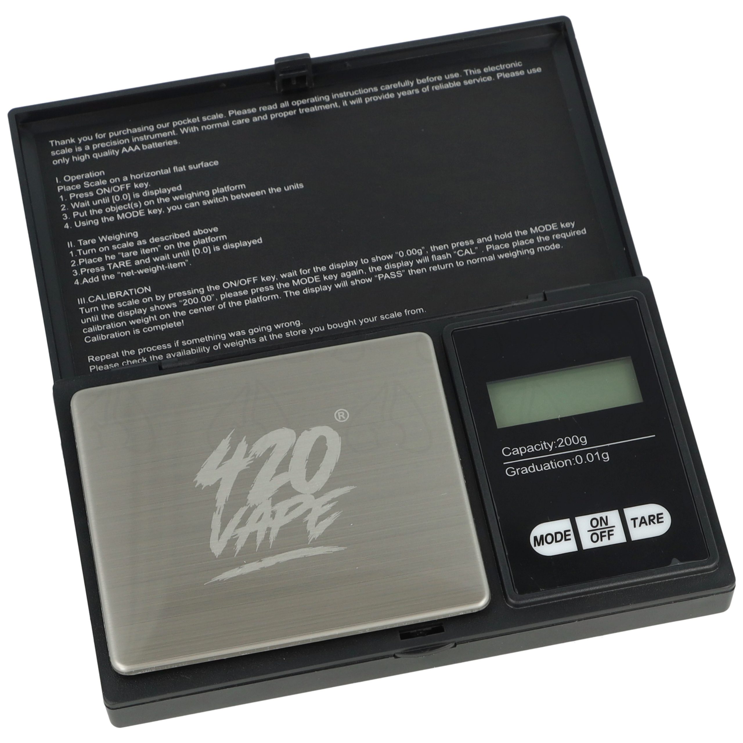 Waga jubilerska 0,01 g 420VAPE 200 g: podświetlany wyświetlacz LCD