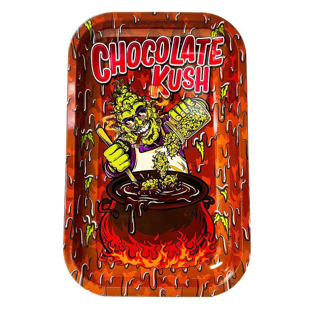 Średnia tacka Best Buds Chocolate Kush 17×28 cm: metalowa tacka kolekcjonerska