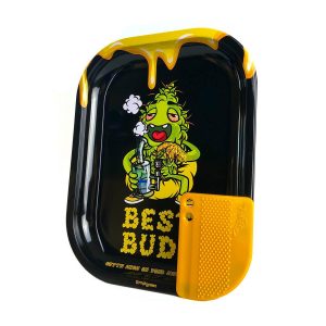 Best Buds Dab-All-Day Small Metal Rolling Tray with Grinder Card - Trays