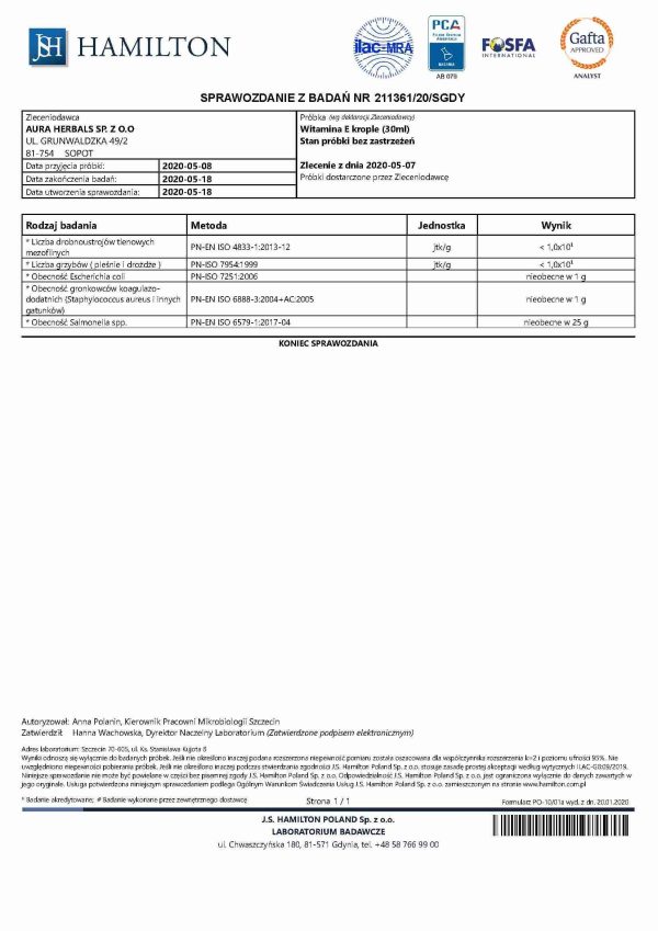 Witamina E, krople 30 ml: produkt konopny ubucha.pl Wegańskie krople witamina E 30 ml: formuła clean label bez sztucznych dodatków