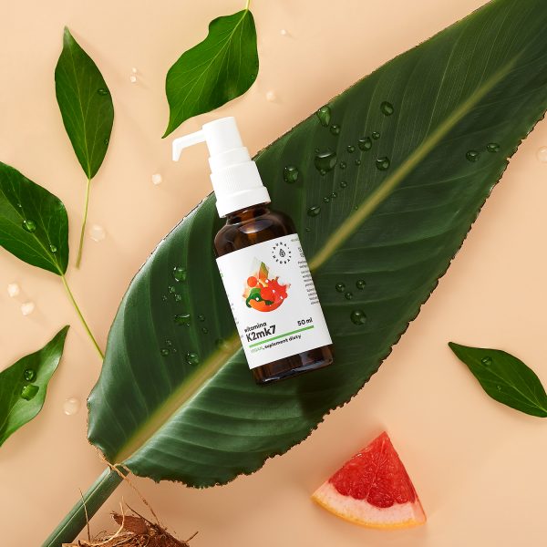 Vitamin K2 100 µg Vegan, drops 50 ml K2 Vegan drops 50 ml – label with dosing MenaQ7 100 µg