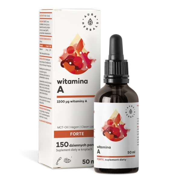 Vitamin A FORTE MCT 50 ml Aura Herbals – vegan drops 1500 µg with MCT oil