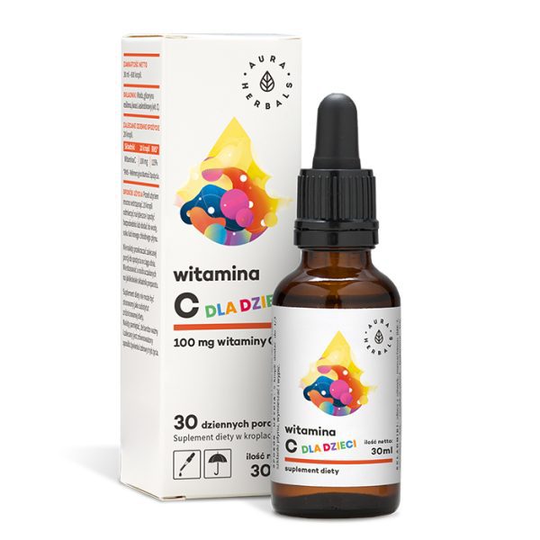Vitamin C für Kinder 100 mg Tropfen 30 ml Aura Herbals – Flasche mit Dosierer
