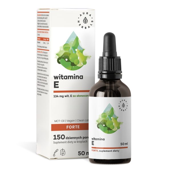 Witamina E 200 IU FORTE MCT 50 ml Aura Herbals – wegańskie krople z naturalnym tokoferolem