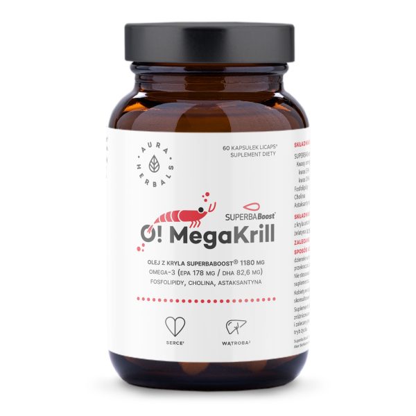 OMegaKrill olej z kryla 1180 mg Aura Herbals, 60 kapsułek Licaps z SUPERBABoost