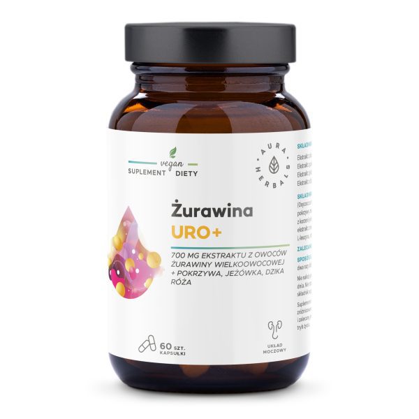 Cranberry Uro+, capsules 60 pcs Cranberry Uro+ Vaccinium macrocarpon – vegan capsules 60 pcs from Aura Herbals