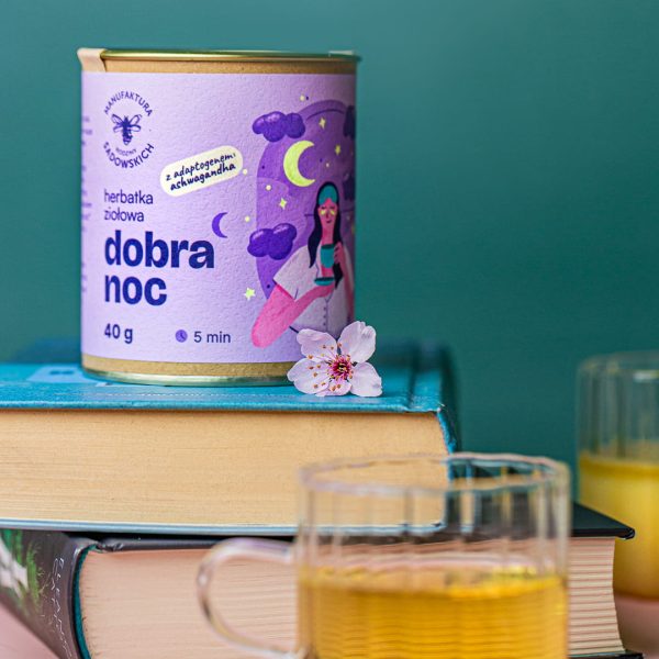 Herbata ziołowa ,,Dobranoc'': produkt konopny ubucha.pl Susz ziołowy Dobranoc: rumianek i melisa w mieszance ziół
