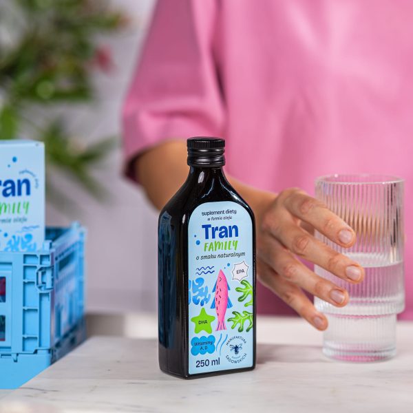 Tran Family: produkt konopny ubucha.pl Tran rybi Pasieki Rodziny Sadowskich: formuła rodzinna w opakowaniu (5)