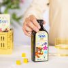Tran Kids: produkt konopny ubucha.pl Tran Kids: ujęcie etykiety z omega-3 i witaminami A, D, E