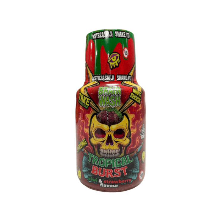 Brain Wash Tropical Burst - butelka 100 ml shotu konopnego o smaku kiwi i truskawki