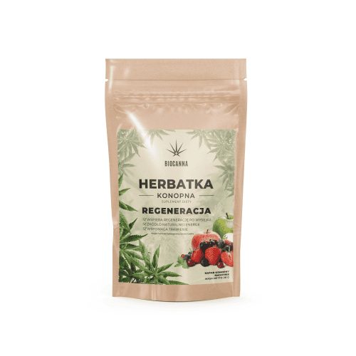 Hanftee Regeneration BioCanna 20 g - Starterpackung der Mischung mit Banane, Erdbeere und Ashwagandha