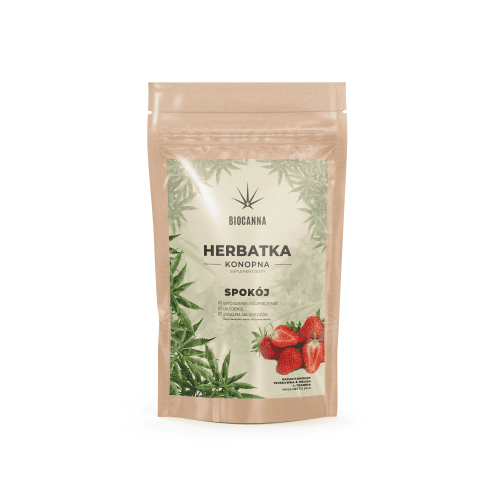 Hanftee PEACE 50g - Erdbeere & Zitronenmelisse + L-Theanin Hanftee RUHE 50g DR JOINT — loser Hanftee mit Erdbeere, Melisse, Rose und L-Theanin 32 mg