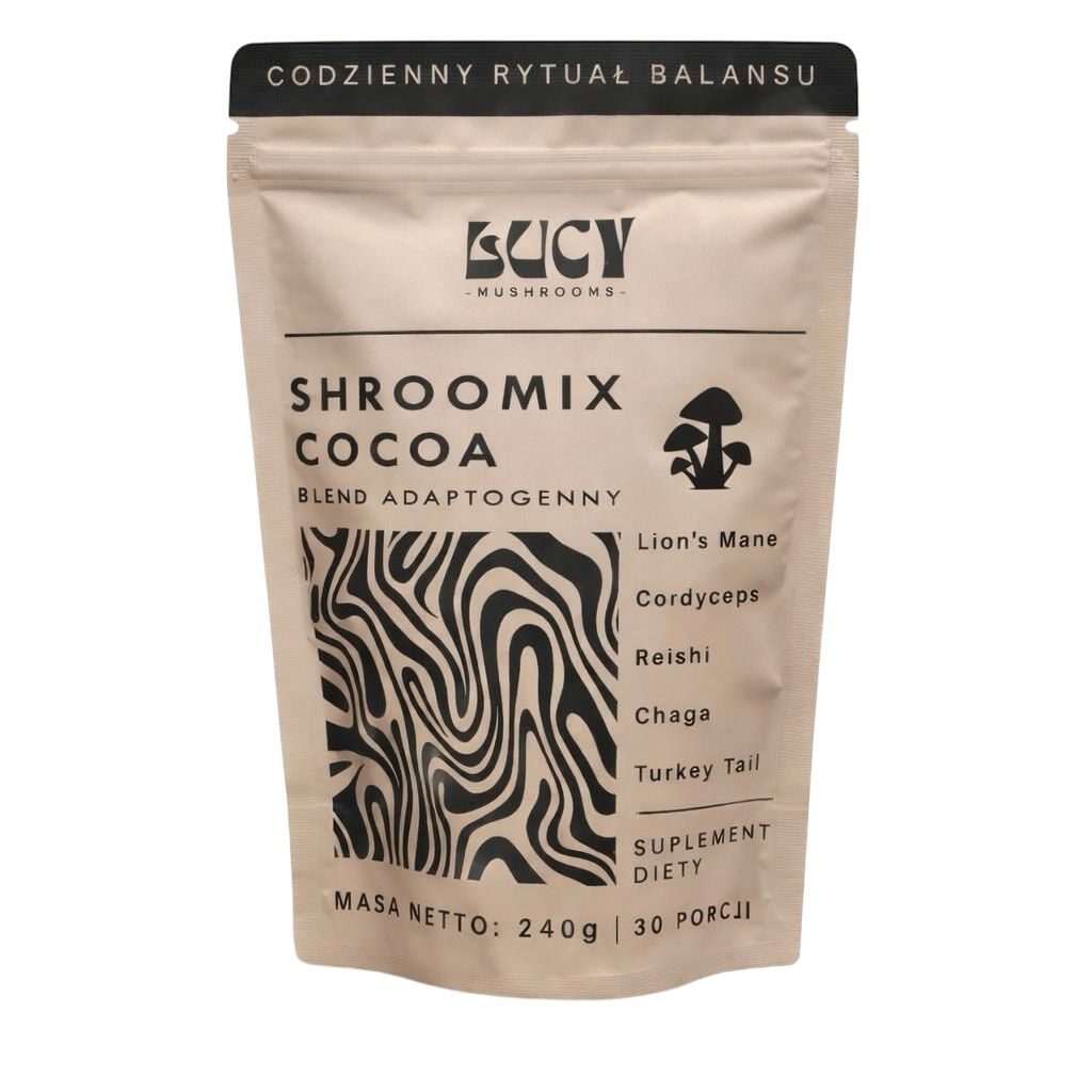 Bestsellery Shroomix Kakao Funkcjonalne 240 g - opakowanie kakao z ekstraktami grzybów i adaptogenami