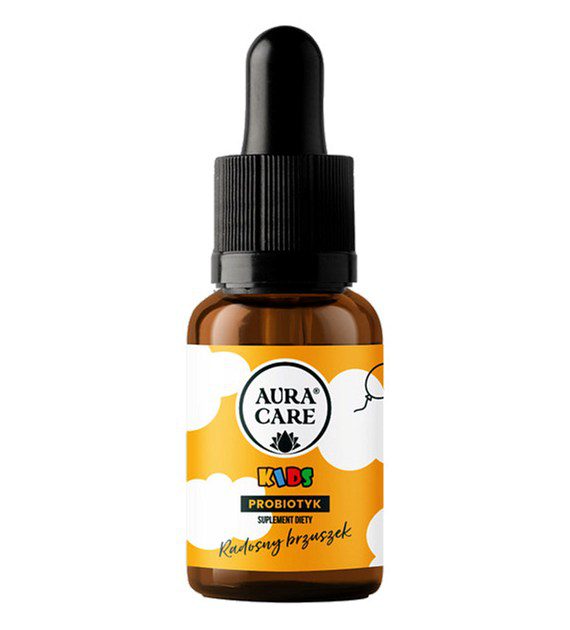 Aura Care Probiotyk Kids Radosny Brzuszek 15ml Aura Care Radosny Brzuszek - butelka 15 ml probiotyku dla dzieci w kroplach