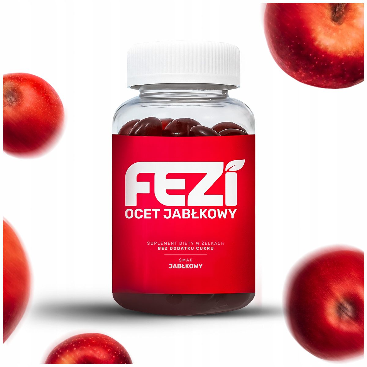 Fezi Żelki Ocet Jabłkowy: opakowanie z żelkami z dodatkiem witaminy B12