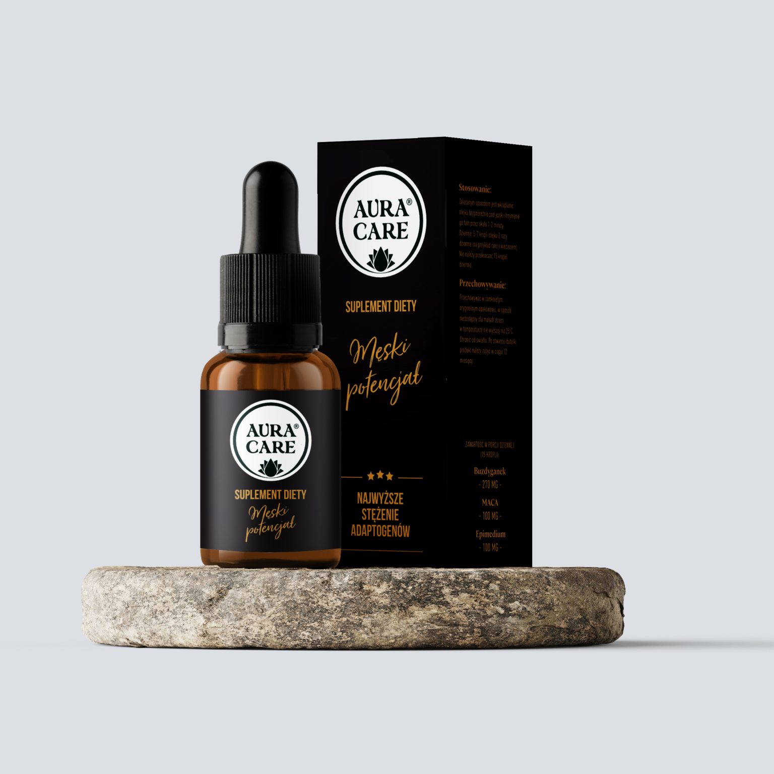 Aura Care Adaptogeny Męski Potencjał - buteleczka 15 ml z maceratem olejowym z buzdyganka