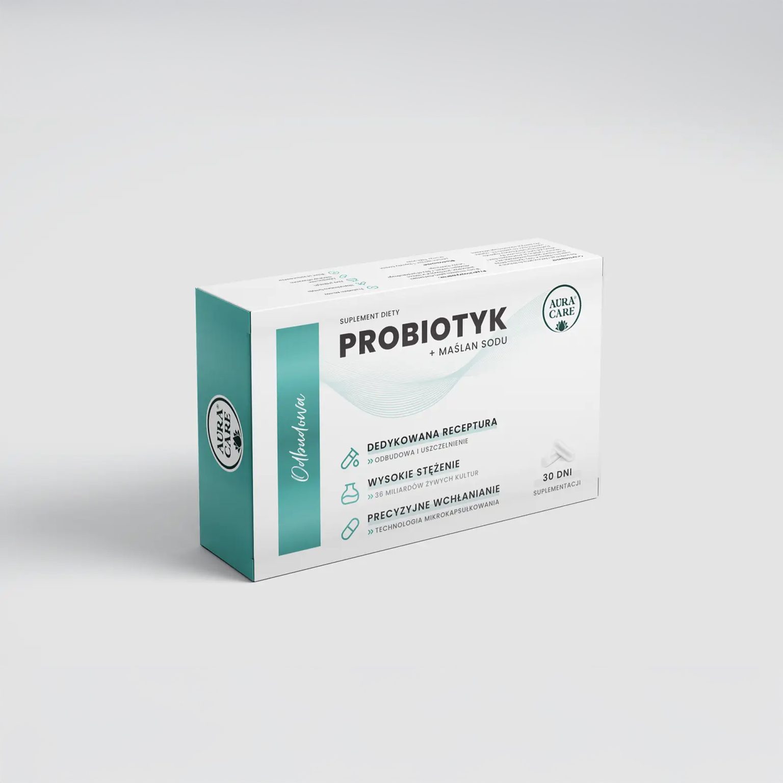 Aura Care Probiotyk Odbudowa - opakowanie 30 kapsułek z maślanem sodu i inuliną