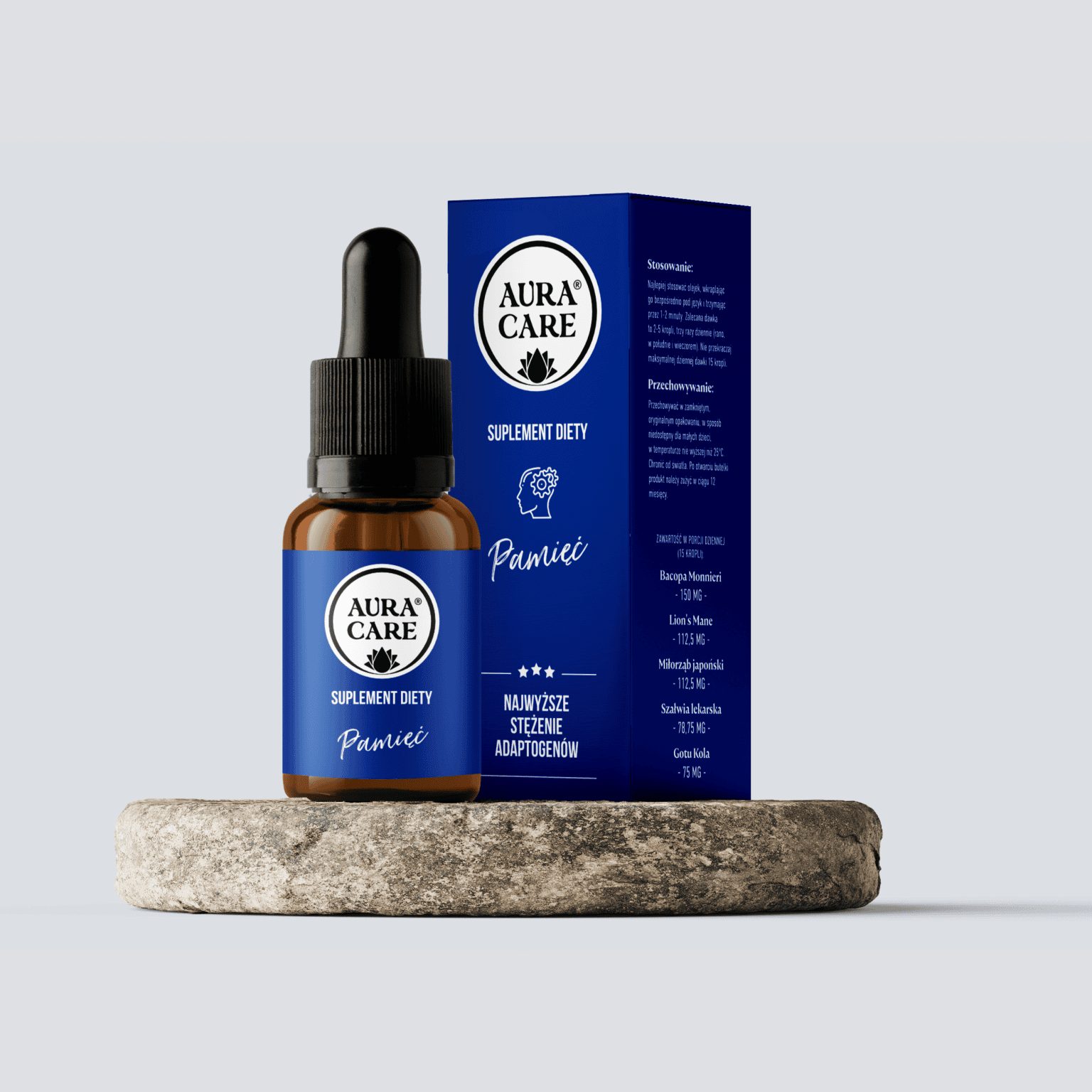 Aura Care Adaptogeny Pamięć - buteleczka 15 ml z maceratem olejowym z brahmi i miłorzębu