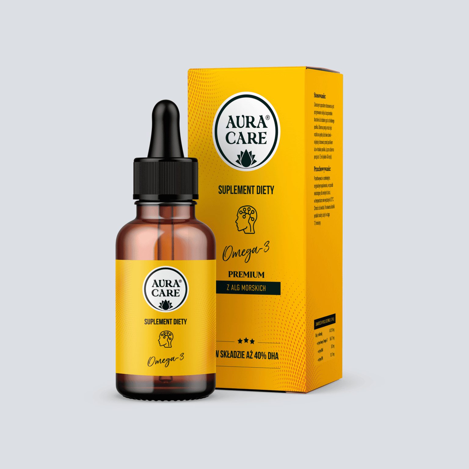 Aura Care Omega-3 - butelka 50 ml olejku z mikroalg Schizochytrium sp.