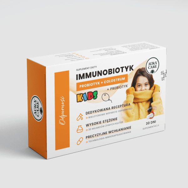 Aura Care KIDS Immunobiotic - package of 30 twist-off capsules with probiotic and colostrum for children