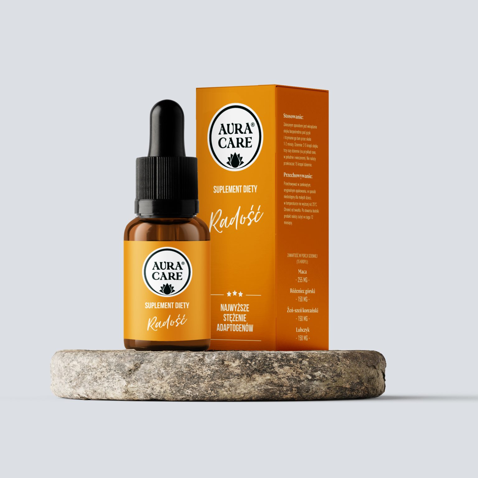 Aura Care Adaptogeny Radość - buteleczka 15 ml z maceratem olejowym z maki i żeń-szenia