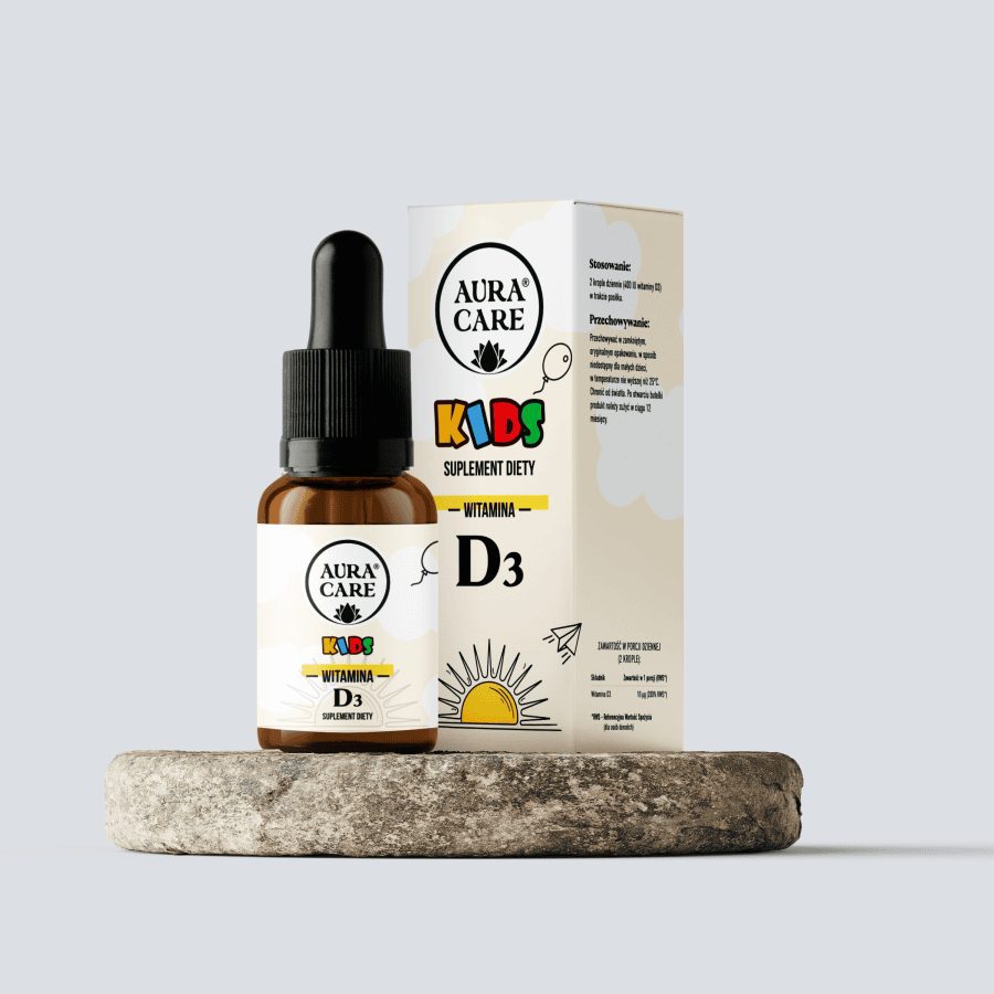 Aura Care KIDS Witamina D3 15 ml - buteleczka kropli olejowych z witaminą D3 dla dzieci
