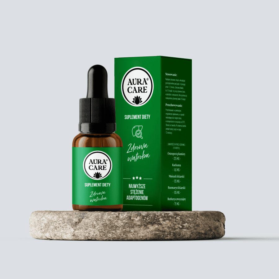 Aura Care Zdrowa Wątroba - buteleczka 15 ml z pipetką, pięć maceratów olejowych z ziół