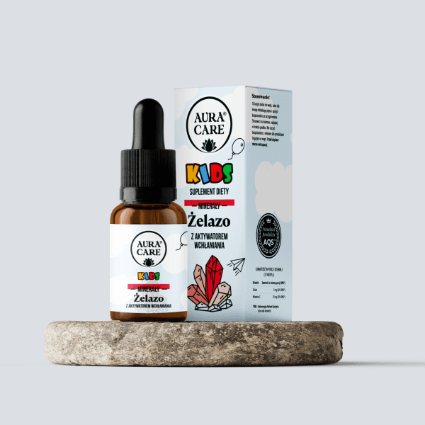 Aura Care żelazo dla dzieci – krople 15 ml z diglicynianem żelaza, opakowanie