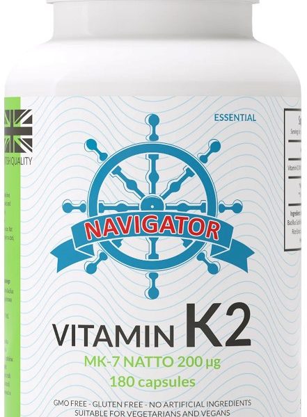 Navigator Vitamin K2 MK-7 200 µg | 180 Kapseln – Nahrungsergänzungsmittel zur Unterstützung der Knochen- und Kreislaufgesundheit Navigator K2 MK-7 200 µg - 180 Kapseln
