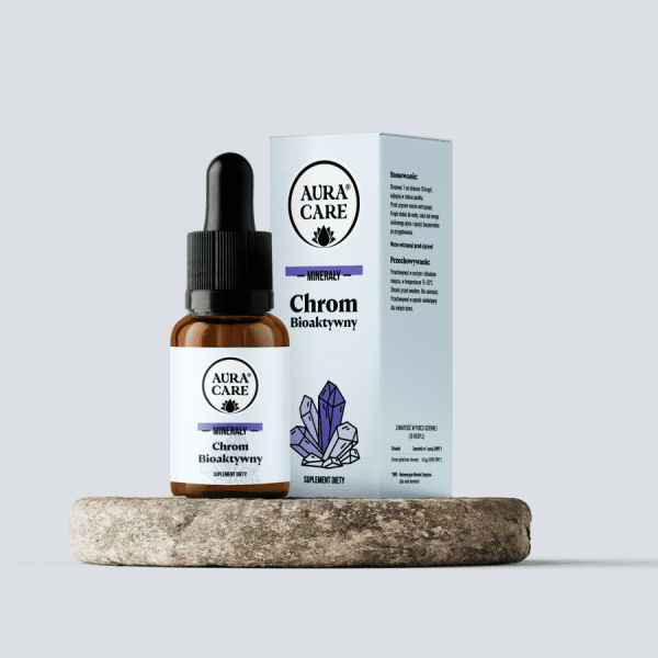 Aura Care Chrom Bioaktywny 15 ml — krople z chromem w buteleczce z pipetką