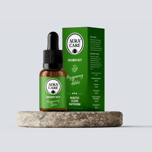 Aura Care Przyjemny detoks 15 ml — adaptogenowy olejek w buteleczce z pipetką