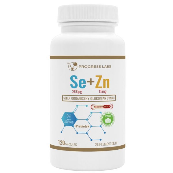 SELEN ORGANICZNY 200 mcg GLUKONIAN CYNKU 15 mg PRODUKT WEGAŃSKI 120 KAPSUŁEK Selen organiczny 200 mcg i glukonian cynku 15 mg: opakowanie 120 kapsułek