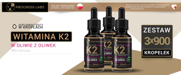 Witamina K2 MK-7 w kroplach — etykieta z opisem składu