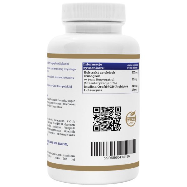 Resweratrol 500 mg — kapsułki, ujęcie z bliska