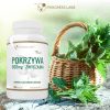 Pokrzywa zwyczajna 600 mg Progress Labs - butelka obok koszyka ze świeżą pokrzywą na tle plenerowym
