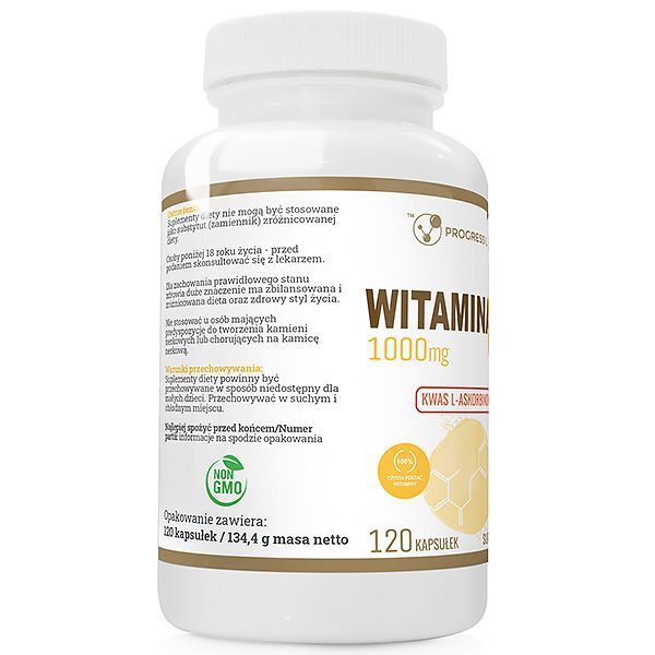 WITAMINA C 1000 mg KWAS L-ASKORBINOWY 120 KAPSUŁEK Witamina C 1000 mg: kapsułki, ujęcie z bliska