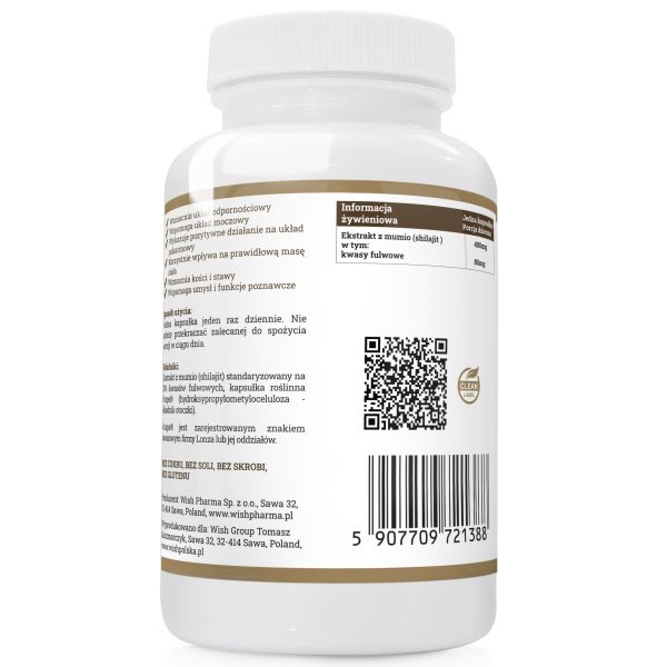 Shilajit mumio himalajskie 400 mg — kapsułki, ujęcie z bliska