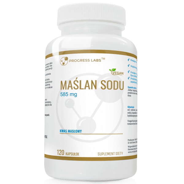maslan-prog-nasycone.png Maślan sodu kwas masłowy 585 mg wegański — opakowanie 120 kapsułek