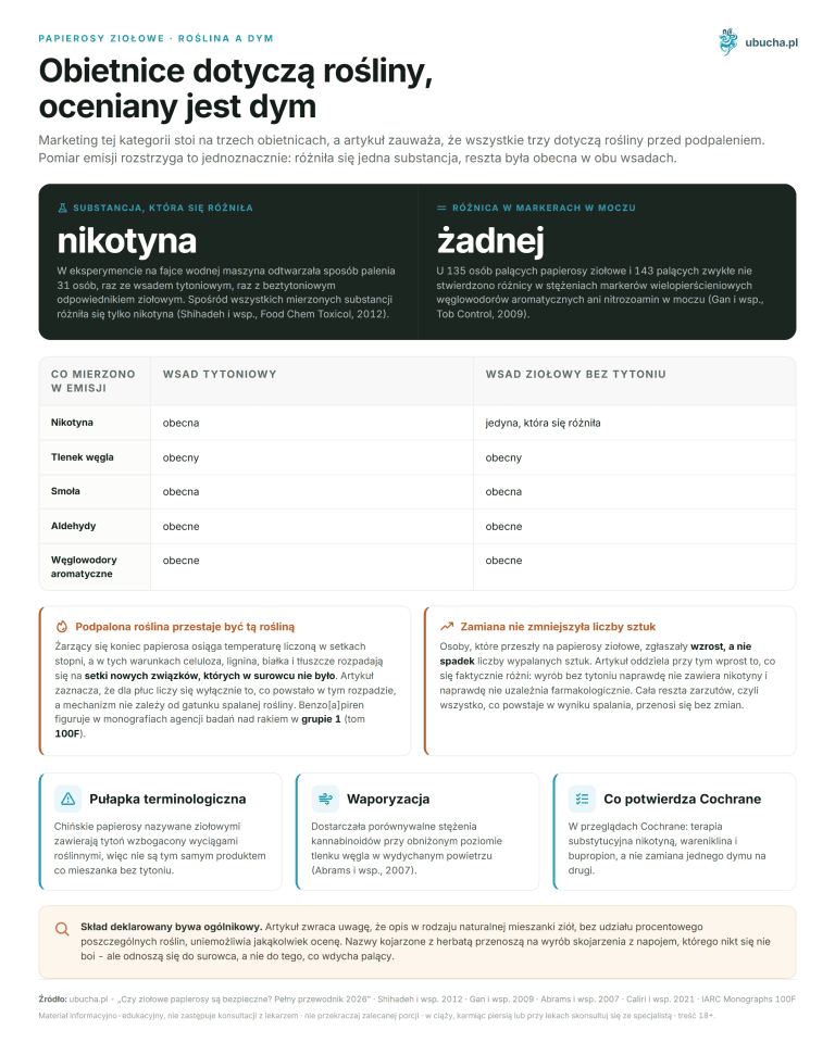 Czy ziołowe papierosy są bezpieczne? Pełny przewodnik 2026 Papierosy ziołowe, Roślina a dym - Obietnice dotyczą rośliny, oceniany jest dym